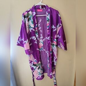 Peacock Floral Vibrant Purple  Kimono Size S/M
